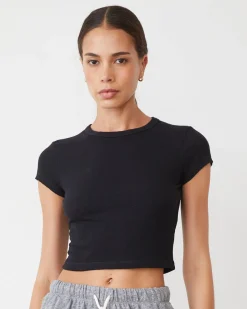 MONROW Supersoft Rib Mini Crew FADEDBLACK Cheap